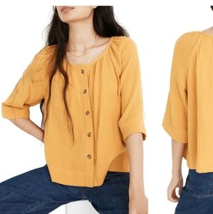 Madewell Button Front Gauze Raglan Top